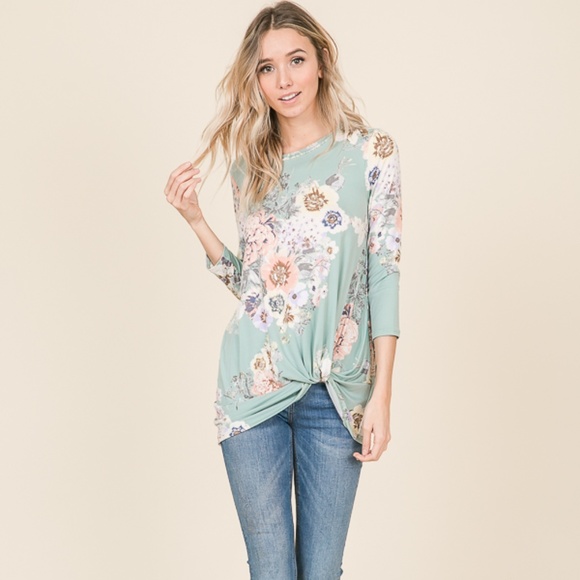 Reborn J Mint Floral Tunic Tee - Picture 3 of 3
